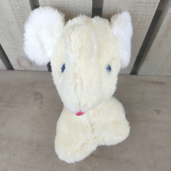 Vintage 1976 Animal Fair Yellow & White Elephant 10" Plush Chime Rattle RARE - Picture 9 of 11